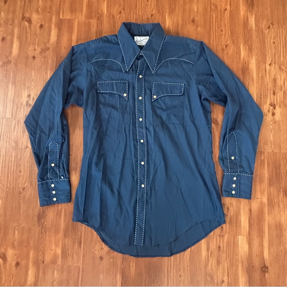 Vintage Rockmount Ranch Wear Vtg Pearl Snap White Stitched Western Shirt